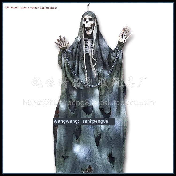 New Voice-Controlled Skull Hanging Ghost Halloween Haunted House Secret Room Props Bar KTV Set Decoration Pendant Horror