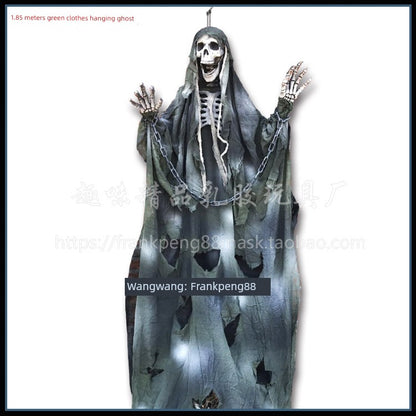 New Voice-Controlled Skull Hanging Ghost Halloween Haunted House Secret Room Props Bar KTV Set Decoration Pendant Horror