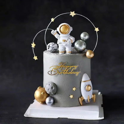 Astronaut Theme Cake Topper Planet Space Rocket Spaceship Birthday Decor Kids Boy Girl Birthday Party Baby Shower Decoratings