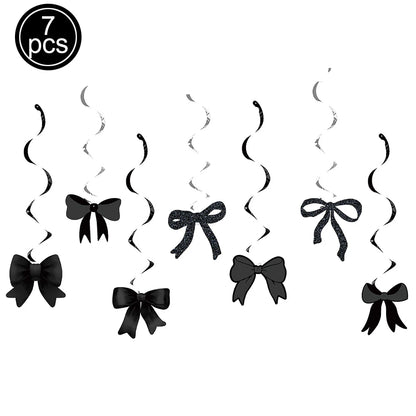 Black Bow Party Supplies Bow Birthday Party Dinner Plate Cup Napkin Toppers Bow Party Decors for Bachelorette Bridal Baby Shower