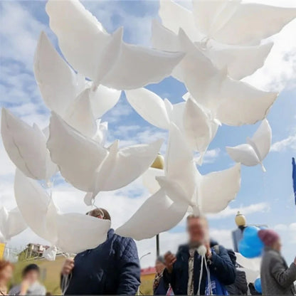 10Pcs Flying White Dove Foil Helium Balloons Peace Bird Pigeon Inflatable Globos for Wedding Valentine's Day Decoration Supplies