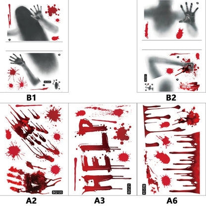 Removable Halloween Wall Stickers Horror Blood Fingerprints Window Stickers For Halloween Party Home Bar Floor Wall Decal