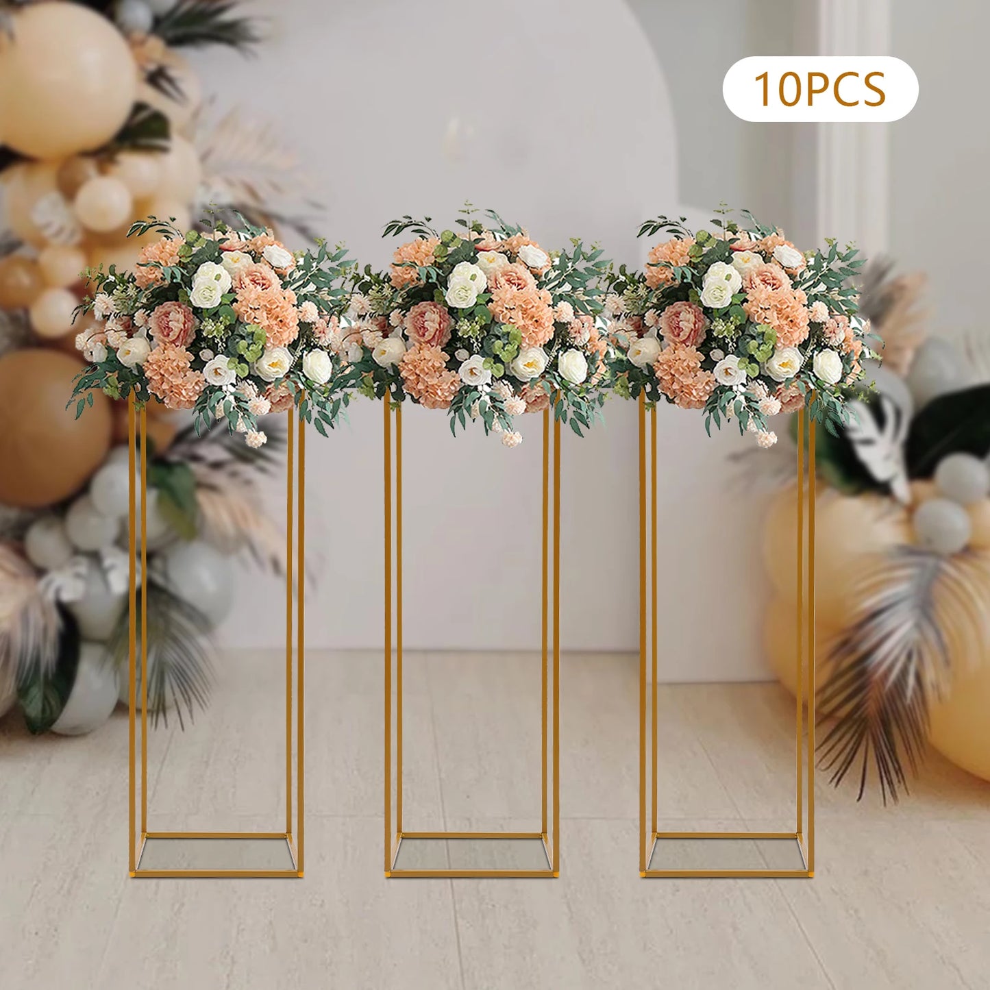 10Pcs/4Pcs Metal Golden Rectangular Frame Backdrop Wedding Rack Arch For Birthday Party Backdrop Wedding DLY Decor