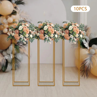 10Pcs/4Pcs Metal Golden Rectangular Frame Backdrop Wedding Rack Arch For Birthday Party Backdrop Wedding DLY Decor