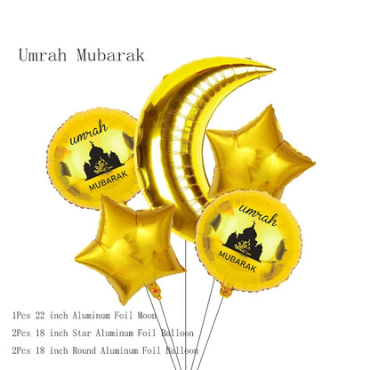 Black Gold Umrah Mubarak Latex Confetti Balloon Eid Mubarak Islamic Muslim Pilgrimage Festival Party Decor  Supplies
