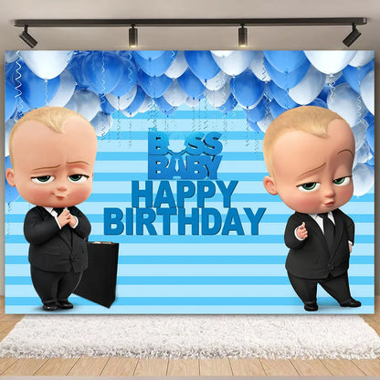 Cartoon Boss-Boys-Girls Theme Newborn 1st Birthday Party Decor Disposable Tableware Backdrop Balloons Baby Shower For Kids Gifts