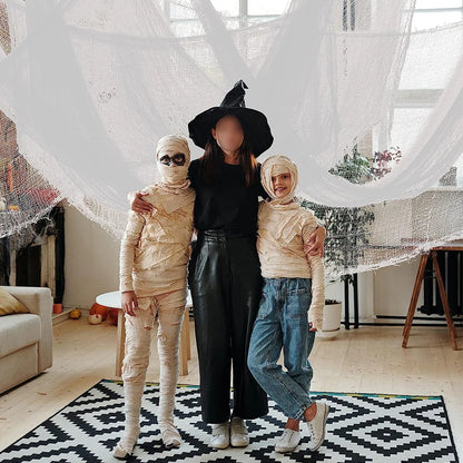Creepy Cloth Spooky Halloween Decoration White Black Gauze Window Door Cover Scary Party Horror House Props Hallow Home Supplies