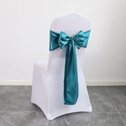 Wedding Decoration Chair Satin Sash Bow Tie Self TIe For BIrthday Party Festival Hotel Holiday Shiny Look Luxury Dining Room