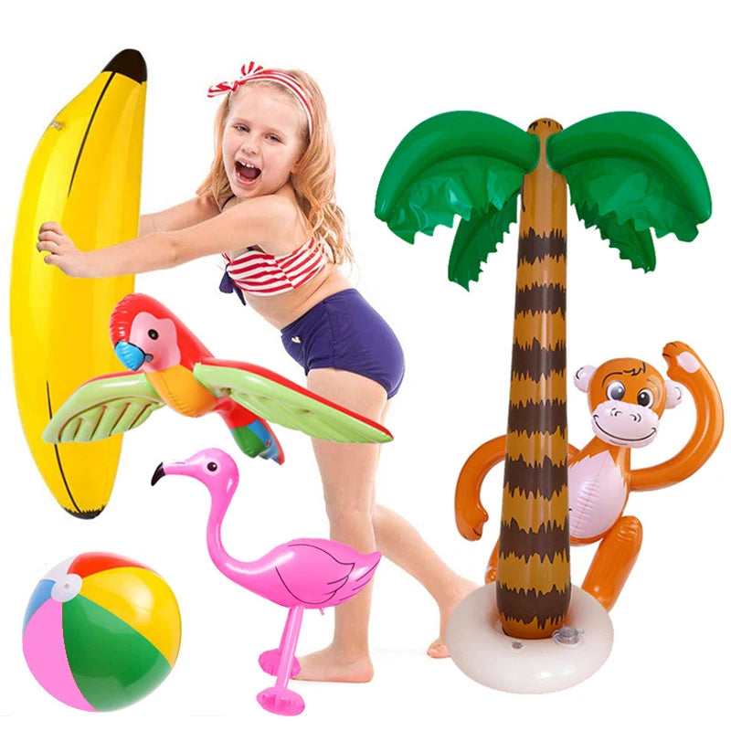 Hawaiian Party Decoration Palm Tree PVC Inflatale Toy Tropical Bird Ball Balloons Luau Summer Beach Birthday Party Supplies