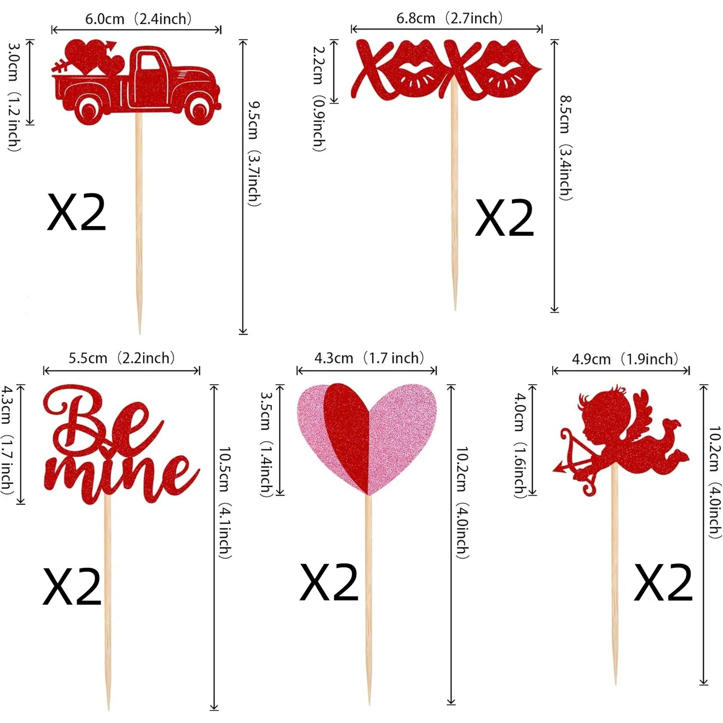 Heart Bear Cake Topper Toppers Flag I Love You Happy Valentine's Day Anniversary Baking Cake Dessert DIY Decor Party Supplies