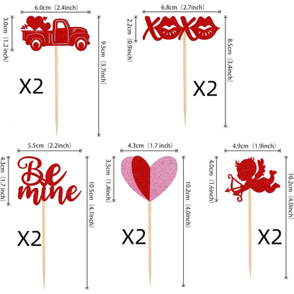 Heart Bear Cake Topper Toppers Flag I Love You Happy Valentine's Day Anniversary Baking Cake Dessert DIY Decor Party Supplies