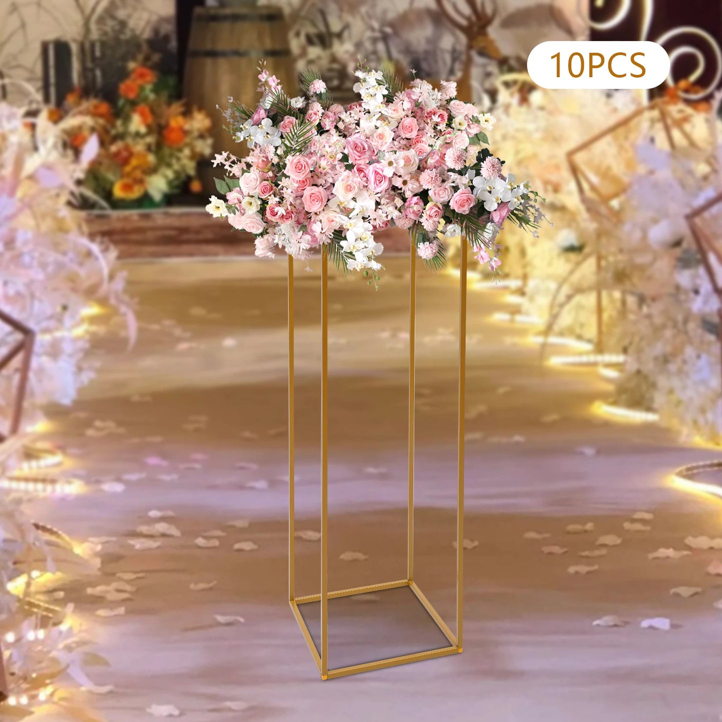 10Pcs/4Pcs Metal Golden Rectangular Frame Backdrop Wedding Rack Arch For Birthday Party Backdrop Wedding DLY Decor