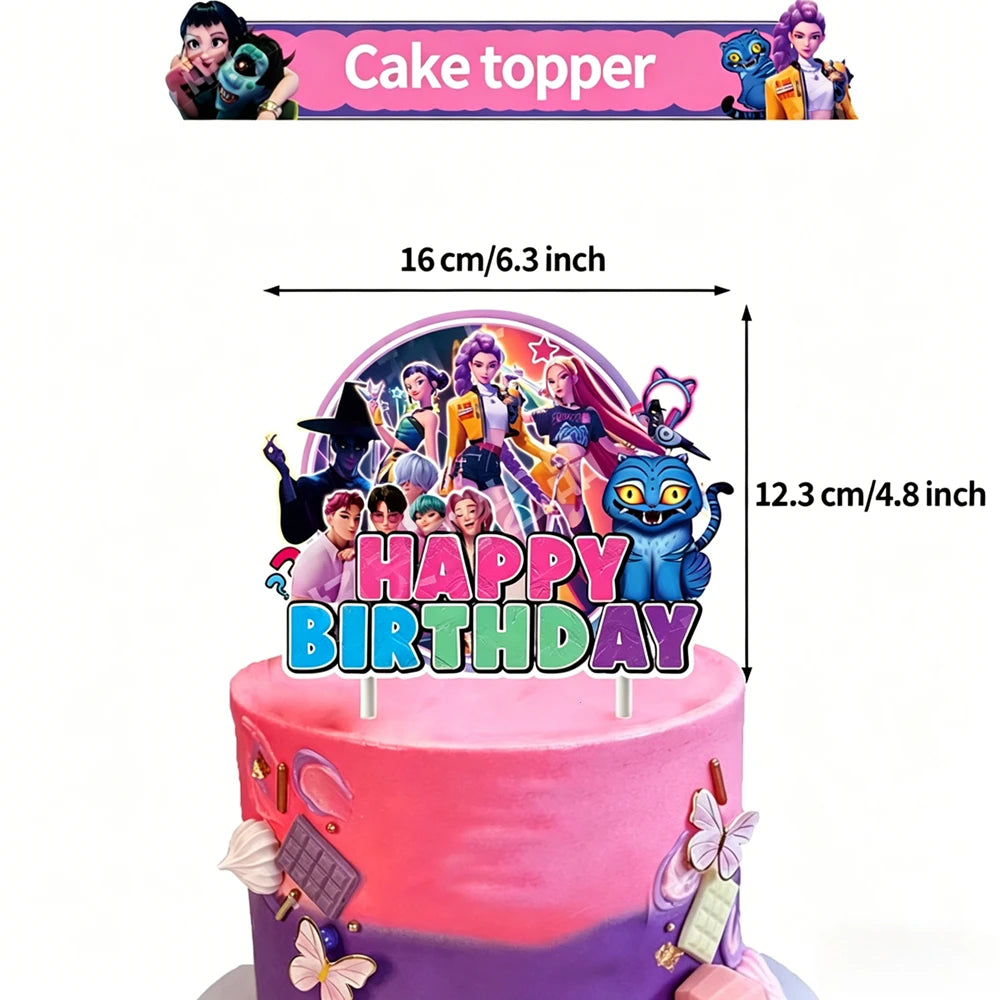 Hunters Girl Group Birthday Party Decor Set Banner Balloons Cake Toppers Hanging Swirls Kids Party Photo Props Event Supplies