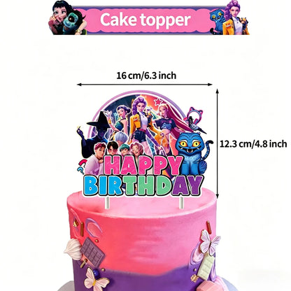 Hunters Girl Group Birthday Party Decor Set Banner Balloons Cake Toppers Hanging Swirls Kids Party Photo Props Event Supplies