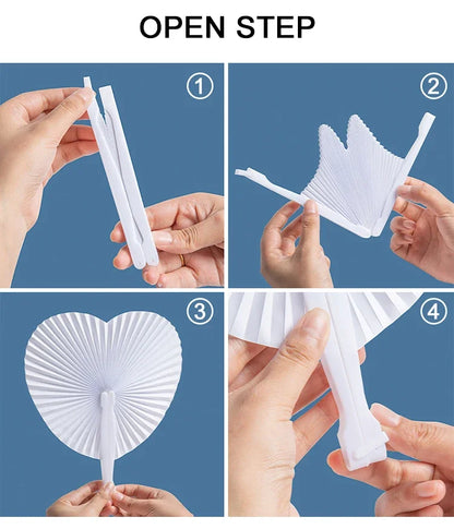 20/100 PCS Foldable DIY Painting Heart Shape Round Paper Fan Wedding Party Guest Gifts Decoration Anniversary Kids Party Favors