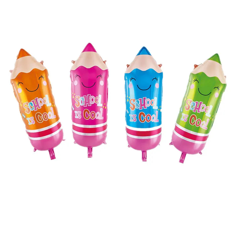 1PCS School Classroom Layout Decoration Balloon Stationery Cartoon Shape Aluminum Film Balloon Bag Pencil Balloon