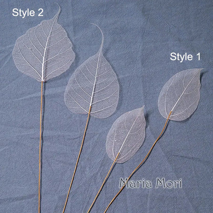 Home Decoration Lucency Leaves Natural Leaf Vein Immortal Artificial Flowers Wedding Table Decoration Wire Stem