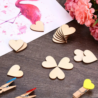 1-10cm Unfinished Wooden Hearts Love Blank Wood Slices DIY Wooden Crafts For Christmas Painting Wedding Ornaments