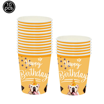 Dog Birthday Party Supplies Pet Dog Disposable Tableware Paper Plates Napkins Cups Puppy Birthday Party Baby Shower Decorations