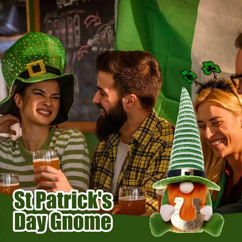 funny St Patricks Day Gnomes Green Leprechaun Faceless Dwarf Doll Shamrock Tiered Tray Decor Shamrock Holiday Ornament supplies