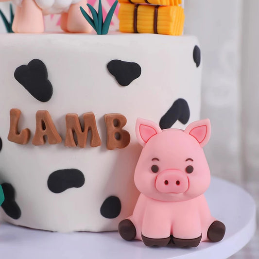 Farm Animals Cake Topper Rustic Cake Decoration Lambs, Ponies, Piglets, Chick,  Haystacks for Kids Happy Birthday Party Supplies