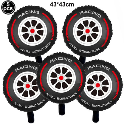 40Inch Checkered 1 2 3 4 5 6 Large Black White Number Balloon Motorcycle Racing Two Fast Race Car Birthday Party Supplies