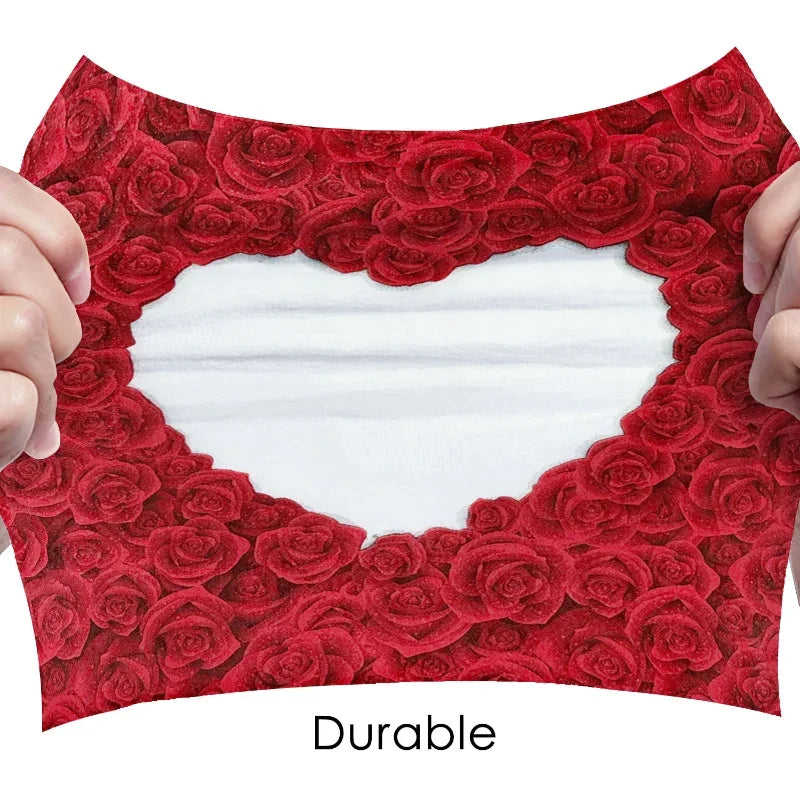 Valentine's Day Rose Heart Coloured Printed Napkins Proposal Engagement Party Tissue Paper Food Grade 2 Ply Unscented Napkins