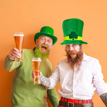 Saint Patricks Day Top Hat Holiday Fake Beard Green Celebration Costume for Irish Festival Birthday Party Decor Supplies