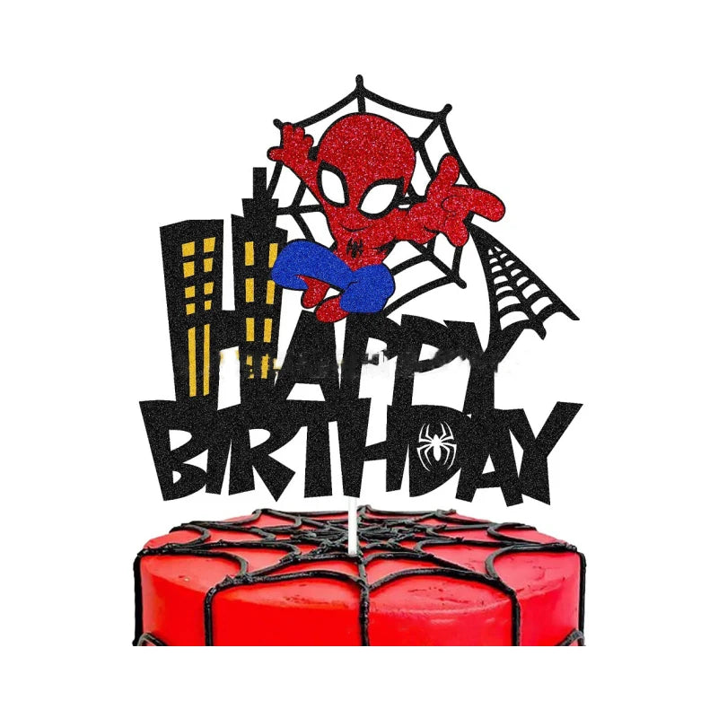 Spiderman Cake Toppers Superhero Birthday Cake Decorations CupCake Topppers Ornaments for Kids Boys Baby Shower Supplies Gifts