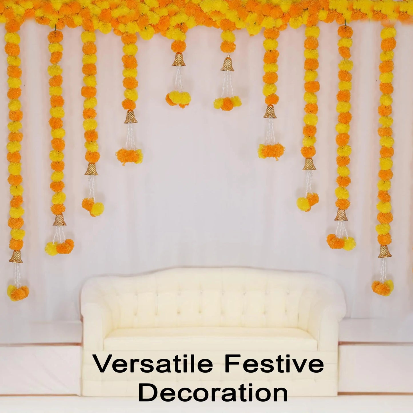 5-50pcs Marigold Flower Garlands Artificial Flower Garland for Indian Décor,Pooja, Diwali, Fiesta Day of The Dead, Mexican Party