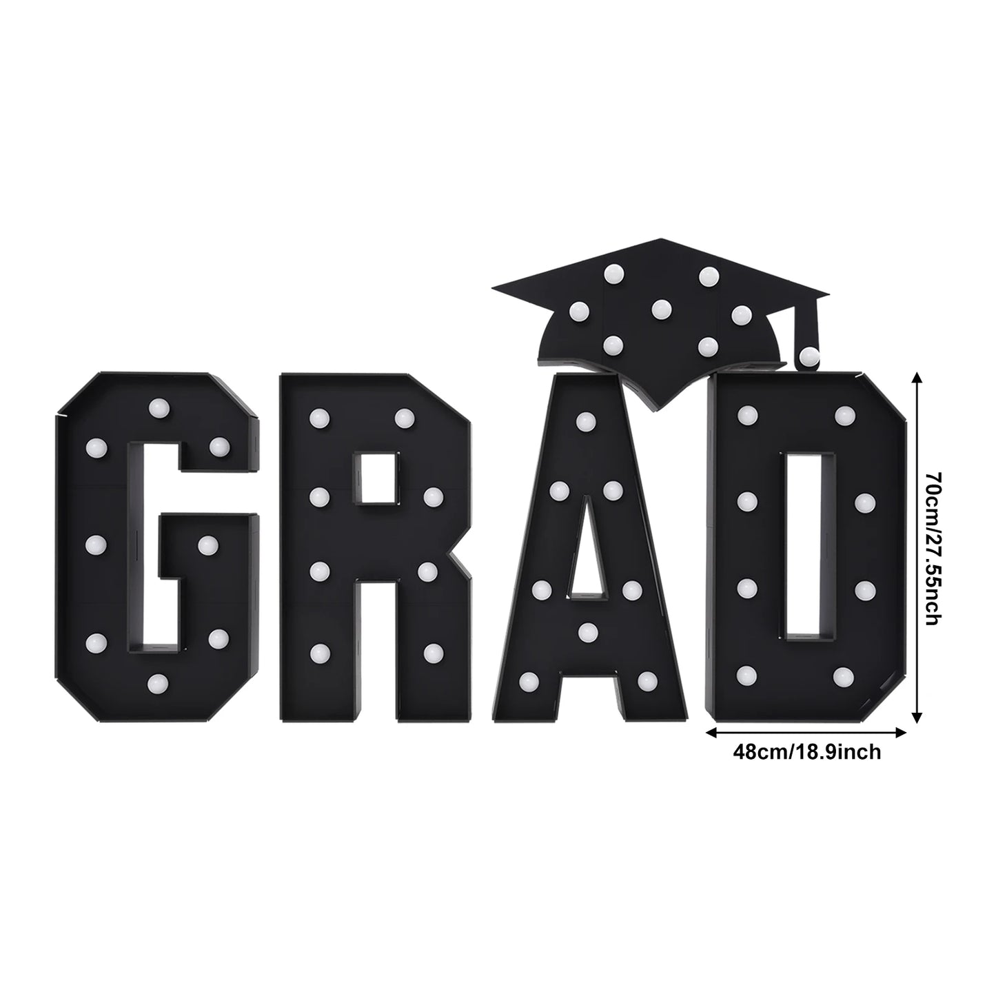 70cm GRAD Light Up Letters,Graduation Decoration LED Letter Lights,LED Letter Light,Freestanding/Wall-mounted
