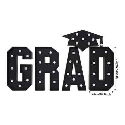 70cm GRAD Light Up Letters,Graduation Decoration LED Letter Lights,LED Letter Light,Freestanding/Wall-mounted