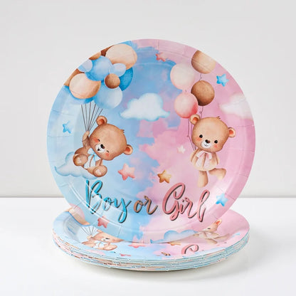 Gender Reveal Party Tablecloth Boy or Girl Baby Shower Decor Newborn Table Cover He Or She Gender Reveal Party Supplies