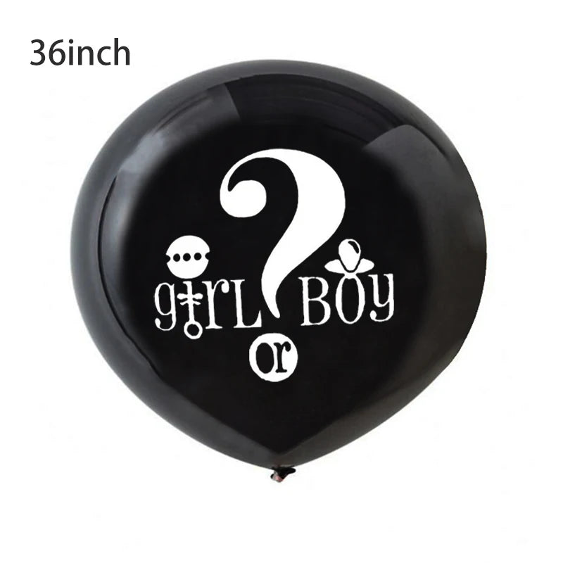 Boy or Girl Gender Reveal Party Decoration 36'' Giant Black Latex Balloon Blue Pink Confetti Baby Shower Globos Supplies