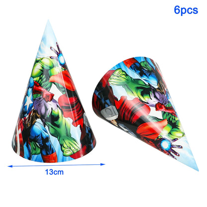 Avengers Superhero Birthday Party Decoration Balloon Cake Plate Paper Cup Box Gift Bag Background Banner 10 People Tableware Set