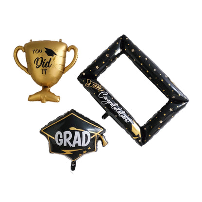 Graduation  Gold Silver Black Balloon Congratulation Graduation High School Graduation Party Decoration Supplies