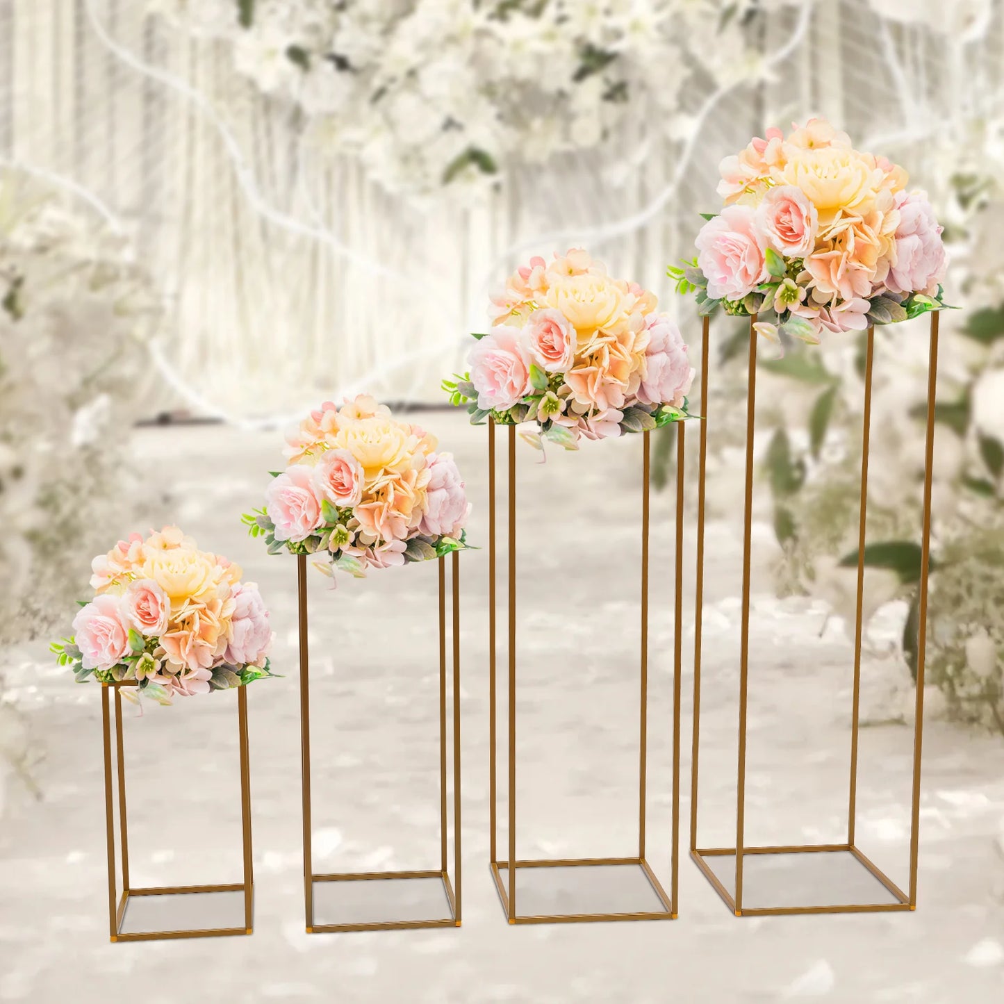 10Pcs/4Pcs Metal Golden Rectangular Frame Backdrop Wedding Rack Arch For Birthday Party Backdrop Wedding DLY Decor