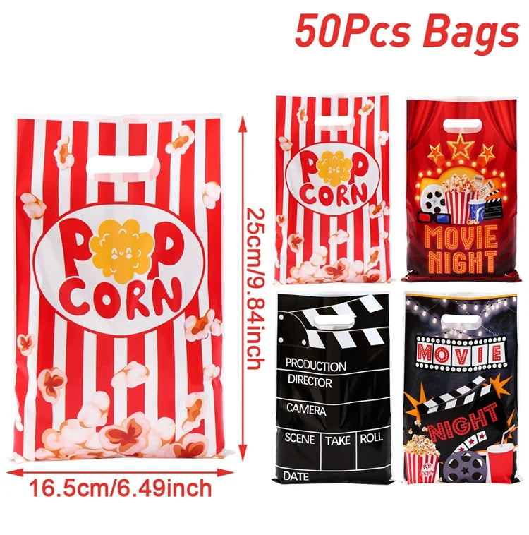 Movie Night Party Decoration Movie Party Disposable Plates Napkins Cups Tablecloth Happy Movie Night Theme Birthday Party Decor