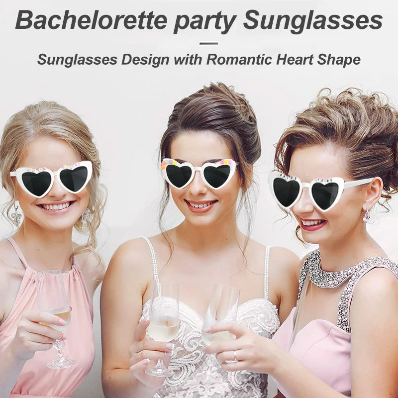 Heart Shaped Sunglasses Wedding Bride Bridesmaid Gift Bachelorette Party Favors Bridal Squad Glasses Bulk 12/24/36/48/60PCS