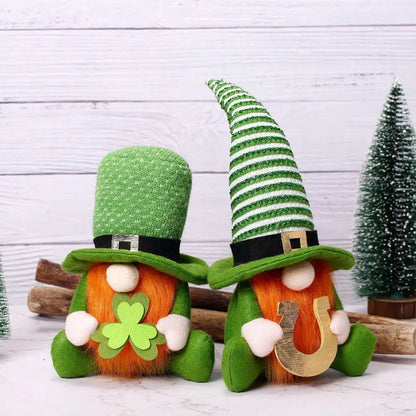 funny St Patricks Day Gnomes Green Leprechaun Faceless Dwarf Doll Shamrock Tiered Tray Decor Shamrock Holiday Ornament supplies