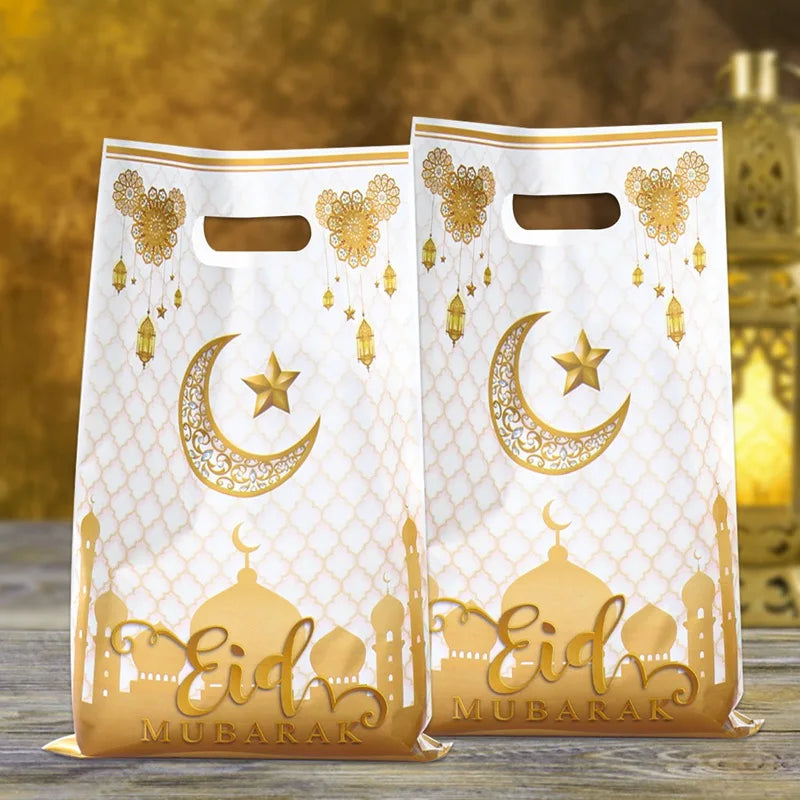 Eid Mubarak Gift Bags Plastic Candy Cookie Bag Ramadan Kareem Decoration 2025 Islamic Muslim Party Supplies Eid Gifts