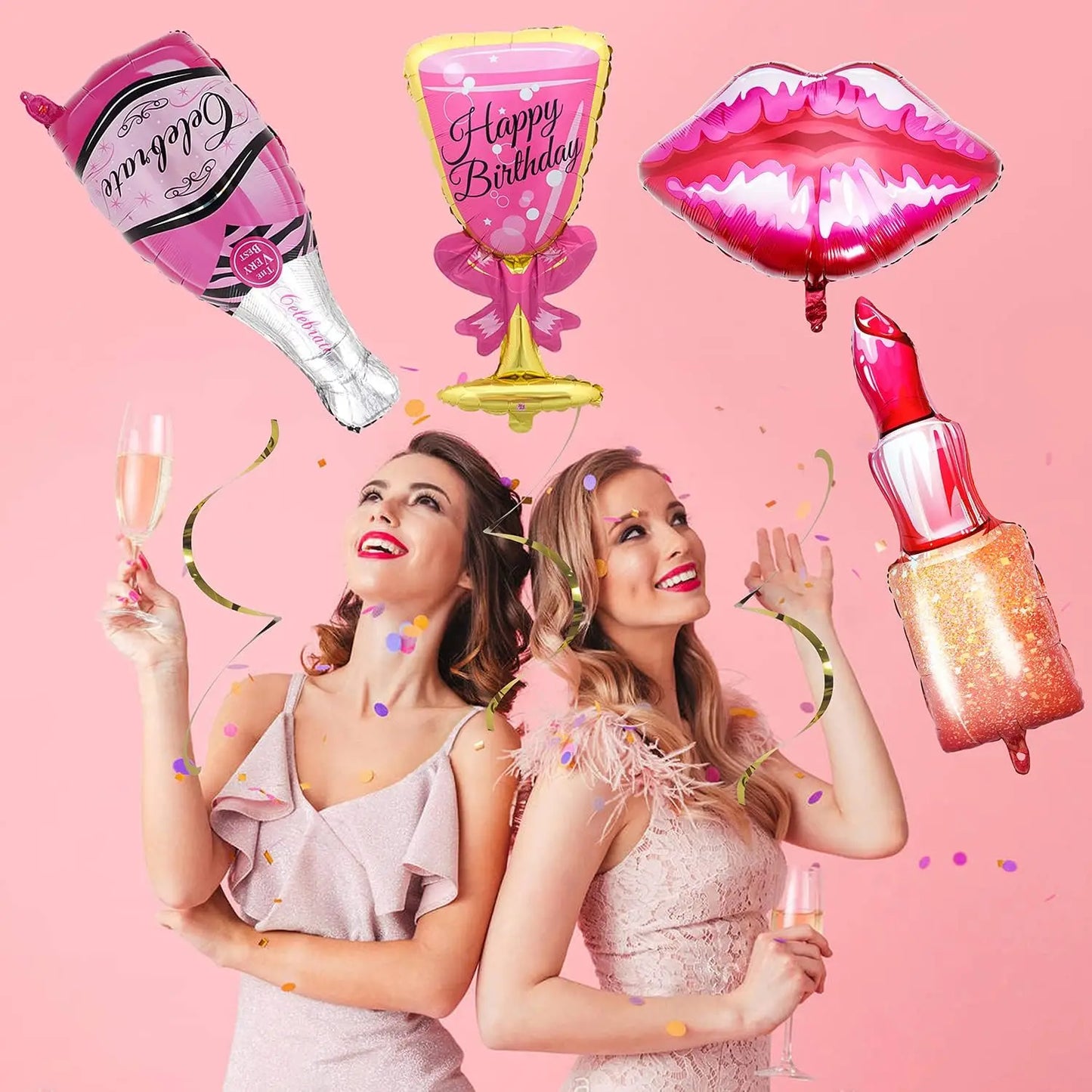 Sexy Lingerie Aluminum Foil Balloon Bachelorette Party Whiskey Red Lips High Heel Adult Party Bride Wedding Hen Night Decoration