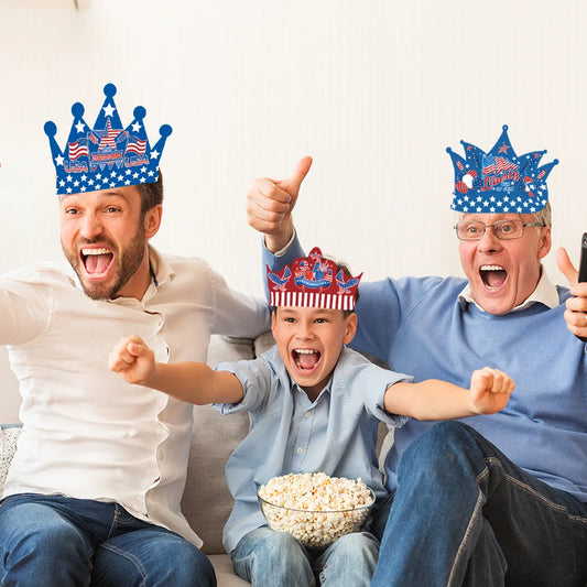 American Independence Day Crown Hat, Party Rave Photo Prop Decoration,USA Independence Paper Hat,6pcs