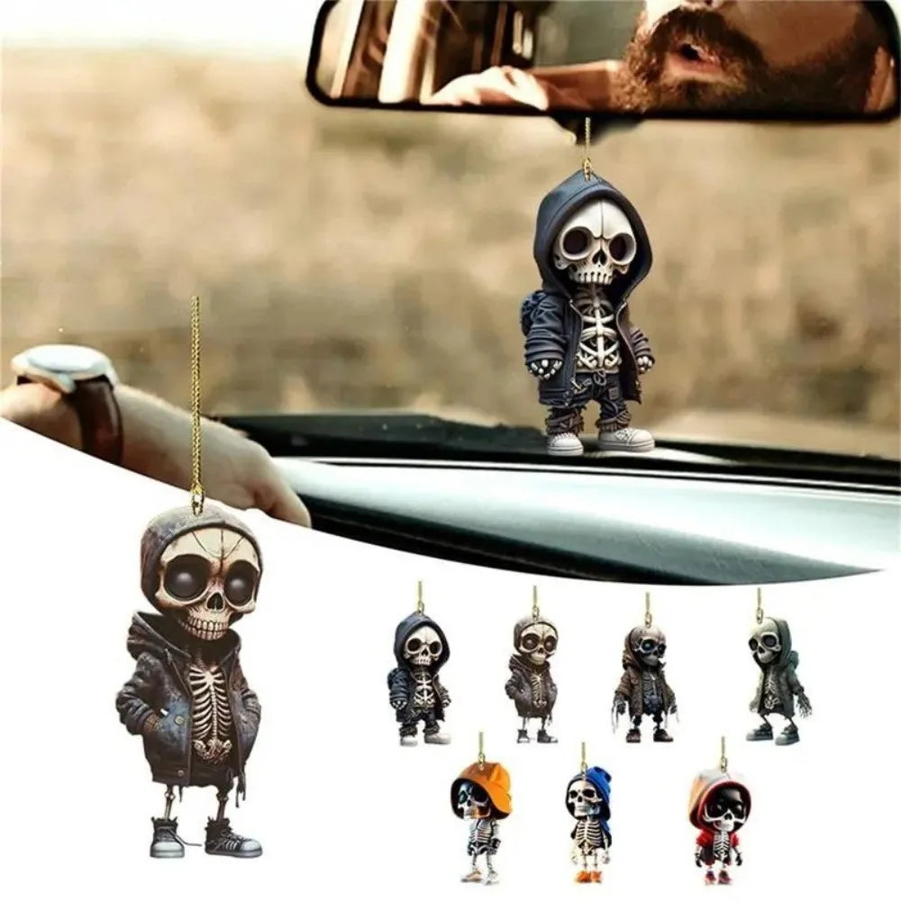 Hangings Decor Skeleton Car Mirror Dangle Acrylic Spooky Swing Pendant Halloween Car Rearview Mirror Hangings