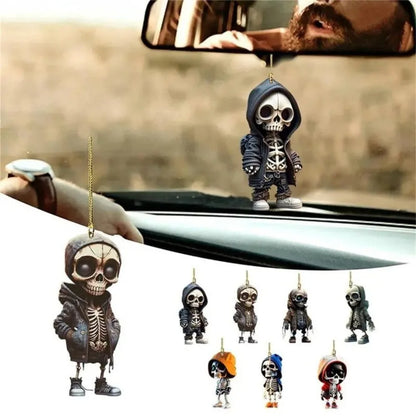 Hangings Decor Skeleton Car Mirror Dangle Acrylic Spooky Swing Pendant Halloween Car Rearview Mirror Hangings