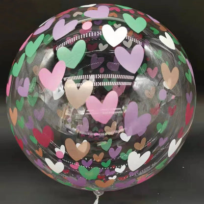5/10/30pcs LOVE Heart Printed Bubble Balloon 20inch Transparent Bobo Balloon Wedding Birthday Party Valentine's Day Decoration