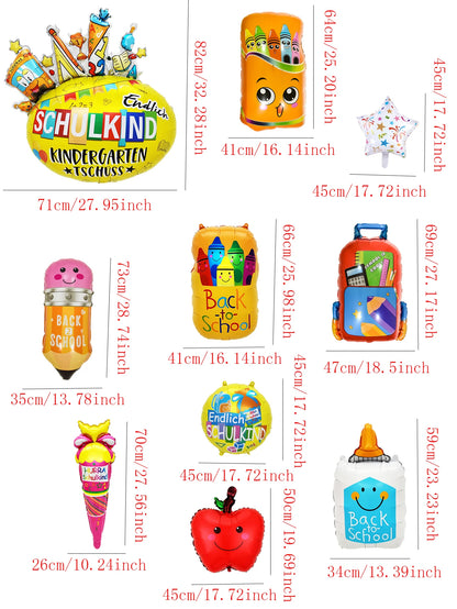 2026 Back To School Foil Balloons Set School Opening Day Decoration Back to School Campus Classroom Decoration