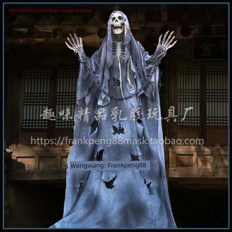 New Voice-Controlled Skull Hanging Ghost Halloween Haunted House Secret Room Props Bar KTV Set Decoration Pendant Horror