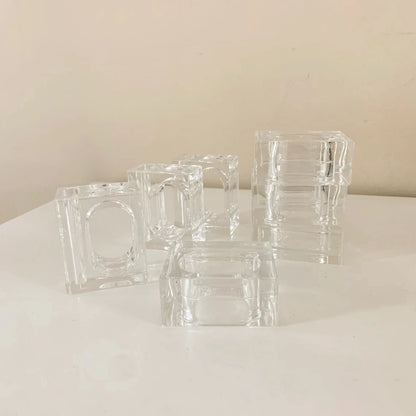 4-24Pcs Acrylic Napkin Rings Flower Vase Napkin Holders Clear Square Napkin Rings Bulk for Wedding Party Banquet Table Decor
