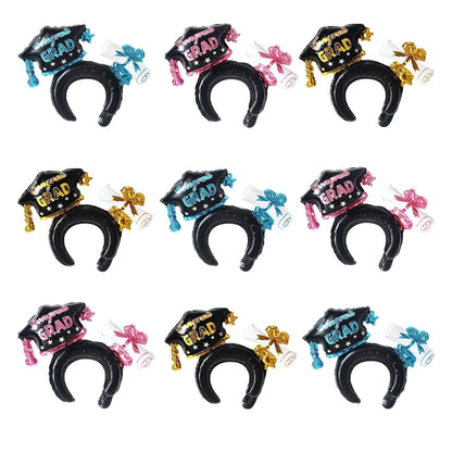 10/30/50-Piece Set New Black Graduation Cap Headband Balloon Set Inflatable 2025 Graduation Season Party Decorations